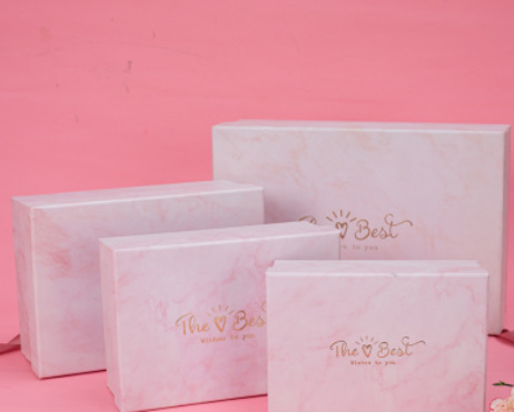 大理石粉色少女粉结婚礼盒天地盖节日礼物盒礼品包装盒定制礼品盒