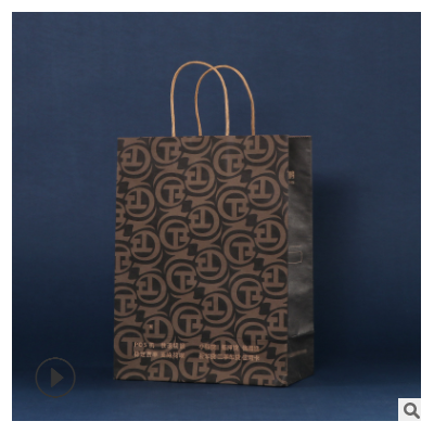 购物通用服装礼品方底纸袋 食品打包牛皮纸手提纸袋 定做广告logo