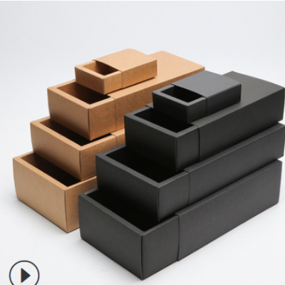 现货网红抖音礼品盒定制PVC盒子透明磨砂长方形牛皮抽屉盒包装盒