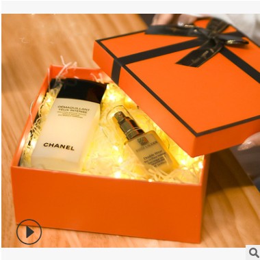 新年橙色蝴蝶结礼盒 杯子丝巾国庆礼物盒 圣诞节口红伴手礼盒
