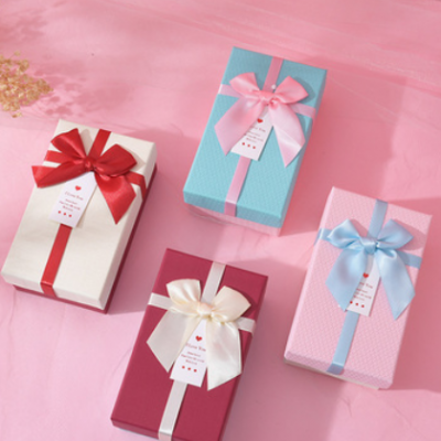简约小清新礼盒ins风蝴蝶结天地盖圣诞节包装盒生日口红礼物盒子
