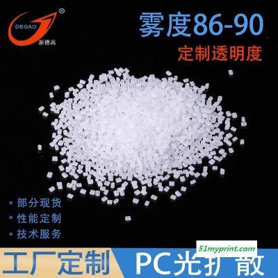 塑料工厂PC光扩散塑料 雾度86-90 可订制 吸顶灯LED灯罩数码管用 光扩散PC灯罩改性塑料