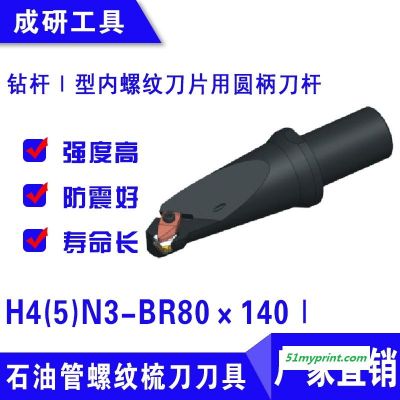 石油管螺纹梳刀刀具钻杆Ⅰ型内螺纹刀片用圆柄刀杆H4(5)N3-BR80×140Ⅰ