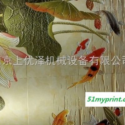 uv打印机，瓷砖打印机，玻璃喷绘机 南京雕效果背景墙设备