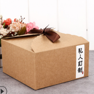 厂家定做通用食品包装牛皮纸盒 手提西式糕点盒 外卖打包纸盒