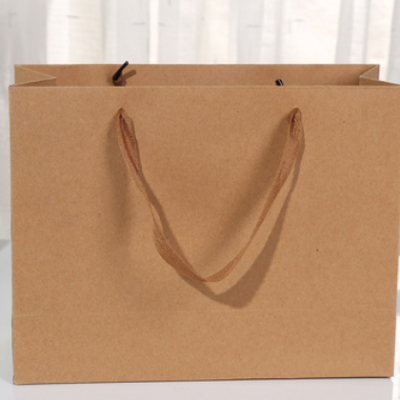 时尚复古手提袋横款牛皮纸袋结实耐用商场购物袋简约商品包装袋