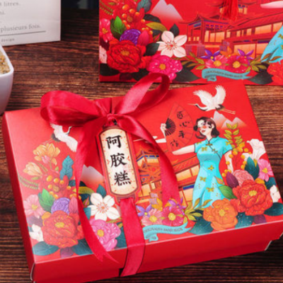 阿胶糕包装盒中国风创意礼品盒500g固元膏一斤装手提袋