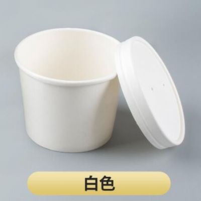 批发一次性牛皮纸打包碗 食品粥桶打包盒 螺蛳粉纸碗汤杯带盖餐盒