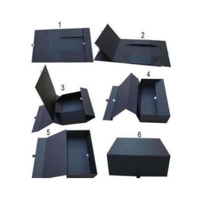 折叠盒创意黑色外贸翻盖通用黑色磁铁手提纸盒包装盒